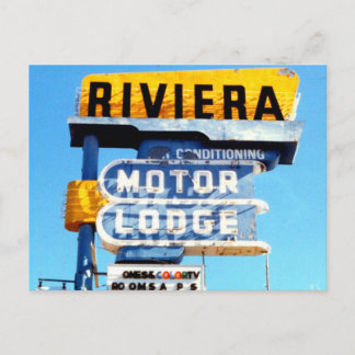 Retro Vintage Neon Motel Sign Postcard