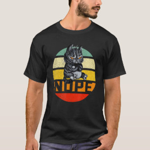 Retro Vintage Nope Lazy Black Cat Pet Owner Man W T-Shirt