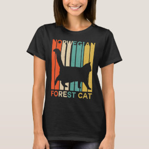 Retro Vintage Norwegian Forest Cat Silhouette Norw T-Shirt