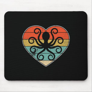 Retro Vintage Octopus Love Heart Valentine Zookeep Mouse Mat