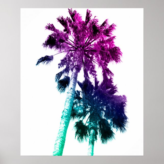 Retro Vintage Ombre Pop Art Palm Tree Print (Front)