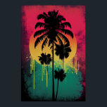 Retro Vintage Ombre Pop Art Palm Tree Vibe Poster<br><div class="desc">This Retro Vintage Ombre Pop Art Palm Tree Print is the perfect addition to any retro or vintage inspired home decor. Featuring a vibrant and colorful ombre design, this print captures the essence of retro and pop art styles with a modern twist. The palm tree design adds a touch of...</div>