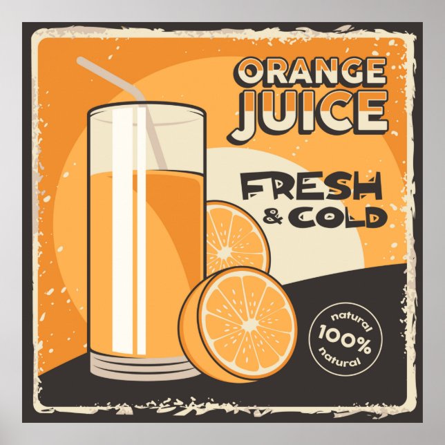 retro vintage orange juice business Poster (Front)