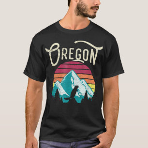 Retro Vintage Oregon OR Mountains Beaver T-Shirt