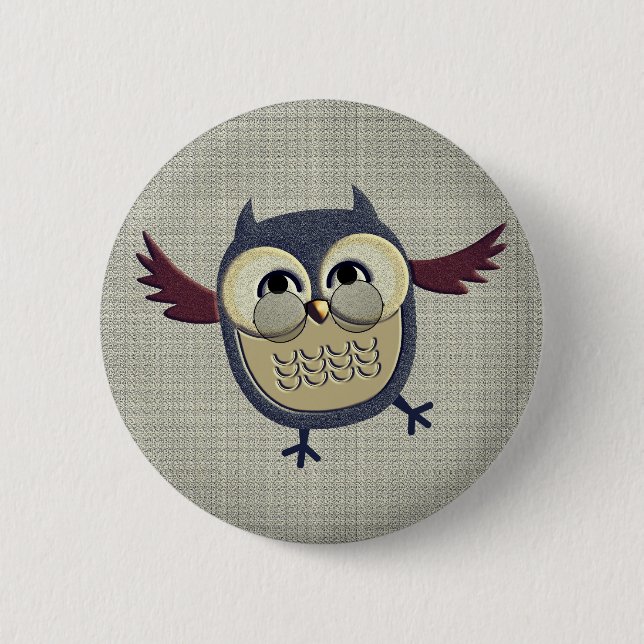 Retro Vintage Owl 6 Cm Round Badge (Front)