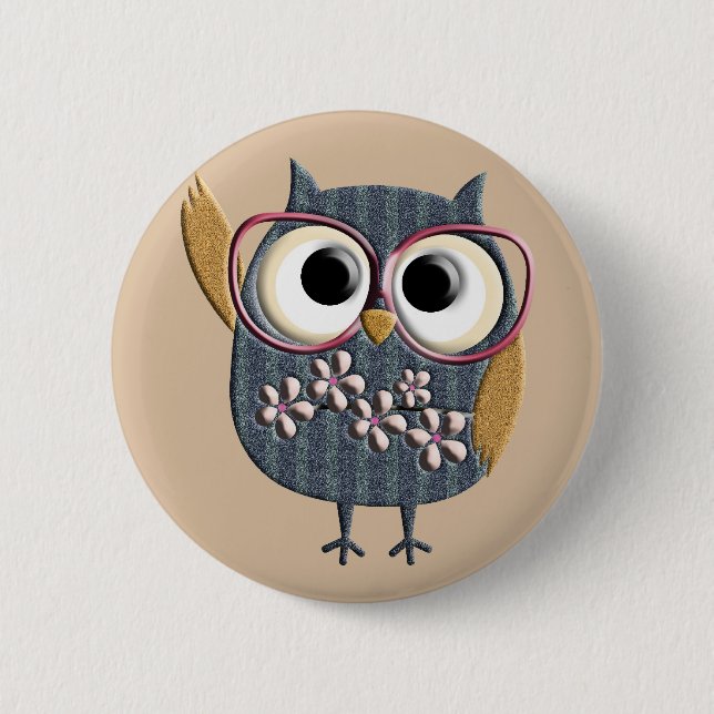 Retro Vintage Owl 6 Cm Round Badge (Front)
