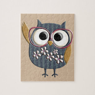 Retro Vintage Owl Jigsaw Puzzle