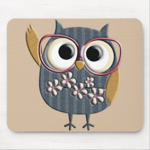 Retro Vintage Owl Mouse Mat