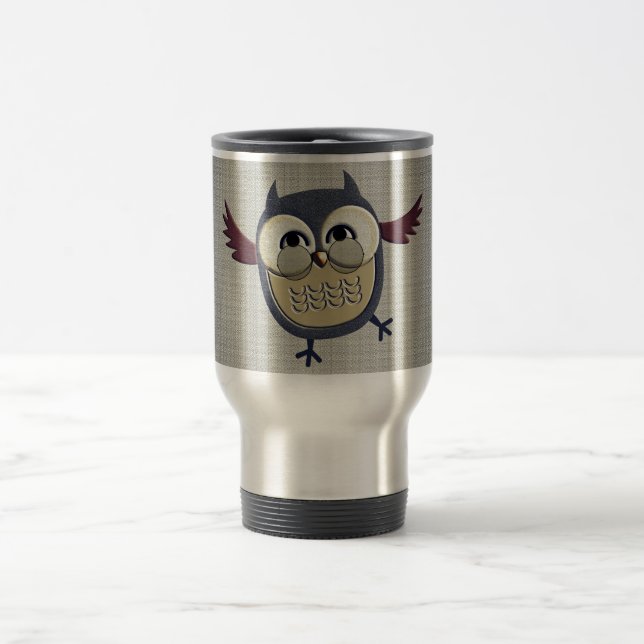Retro Vintage Owl Travel Mug (Center)