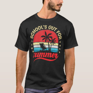 Retro Vintage Palm Tree Summer Dress Schools Out F T-Shirt