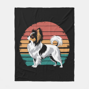 Retro Vintage Papillon Dog Lover Animal Papillon Fleece Blanket