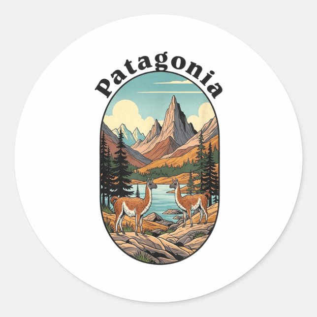 Retro Vintage Patagonia Outdoor  Classic Round Sticker (Front)