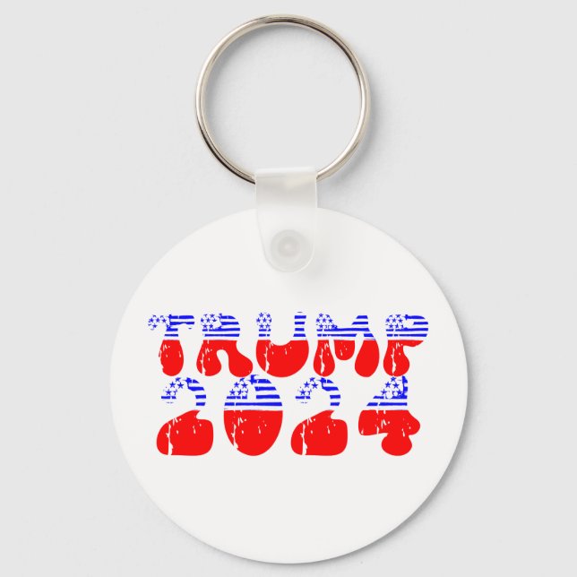 Retro Vintage Patriotic Trump 2024 Key Ring (Front)