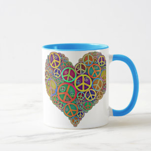 Retro Vintage Peace Heart Mug
