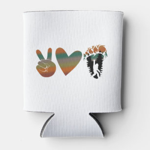 Retro Vintage Peace Love Bigfoot Can Cooler