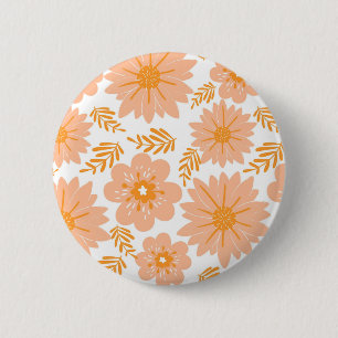 Retro Vintage Peach Fuzz Orange Flower Pattern 6 Cm Round Badge