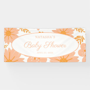 Retro Vintage Peach Fuzz Orange Flower Pattern Banner