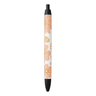 Retro Vintage Peach Fuzz Orange Flower Pattern Black Ink Pen