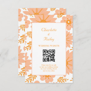 Retro Vintage Peach Fuzz Orange Flower Pattern Enclosure Card