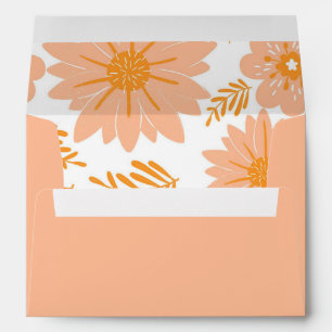 Retro Vintage Peach Fuzz Orange Flower Pattern Envelope