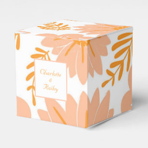 Retro Vintage Peach Fuzz Orange Flower Pattern Favour Box