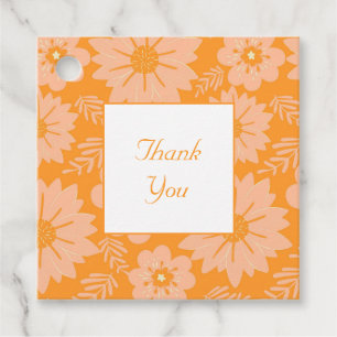Retro Vintage Peach Fuzz Orange Flower Pattern Favour Tags