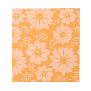 Retro Vintage Peach Fuzz Orange Flower Pattern Notepad