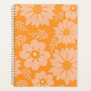Retro Vintage Peach Fuzz Orange Flower Pattern Planner