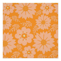 Retro Vintage Peach Fuzz Orange Flower Pattern