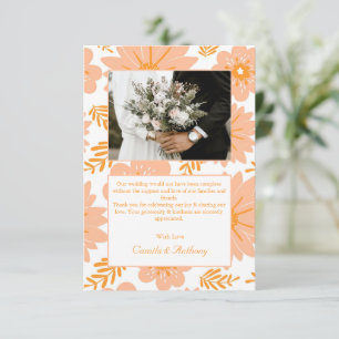 Retro Vintage Peach Fuzz Orange Flower Pattern Thank You Card