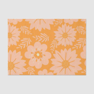 Retro Vintage Peach Fuzz Orange Flower Pattern Tissue Paper