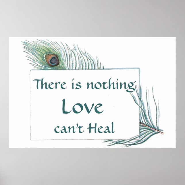 Retro Vintage Peacock Feather Love Quote Poster (Front)