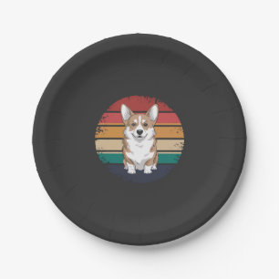 Retro Vintage Pembroke Welsh Corgi Lover Dog Gifts Paper Plate