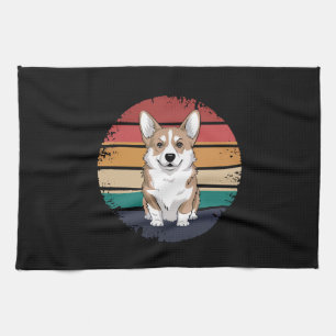 Retro Vintage Pembroke Welsh Corgi Lover Dog Gifts Tea Towel