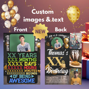 Retro Vintage Personalised Years Days Birthday Invitation