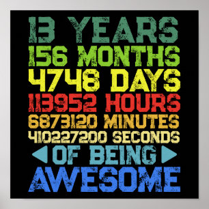 Retro Vintage Personalised Years Days Birthday Poster