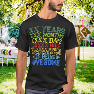 Retro Vintage Personalised Years Days Birthday T-Shirt