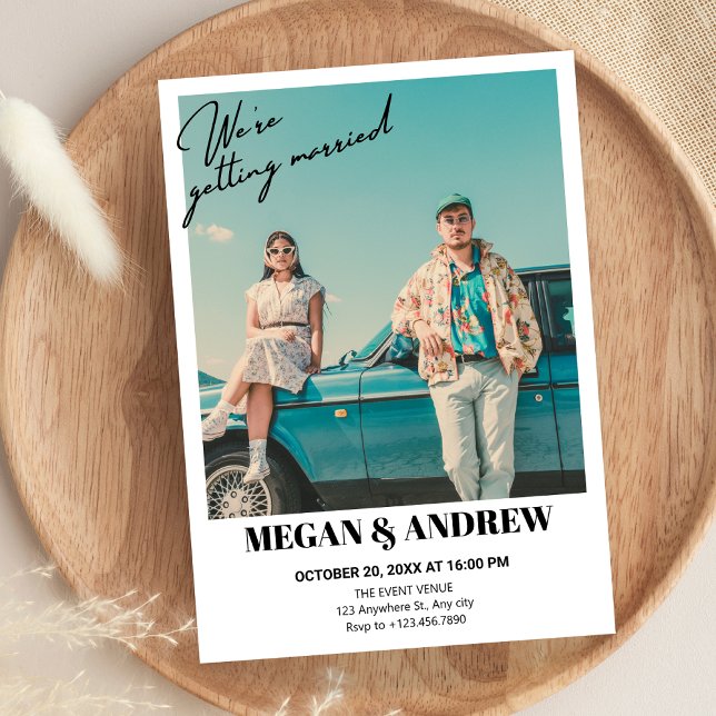 Retro vintage photo wedding invitation (Creator Uploaded)