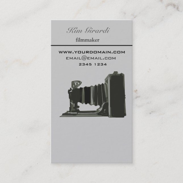 Retro Vintage Photography Filmaker Vertical Business Card (Front)