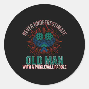 Retro vintage pickleball retirement dad funny classic round sticker