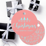 Retro Vintage Pink and Blue Merry Christmas Favour Tags<br><div class="desc">Retro Vintage Pink and Blue Merry Christmas Favour Tags</div>