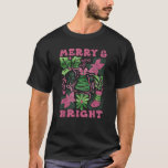 Retro Vintage Pink Boho Christmas Merry and Bright T-Shirt<br><div class="desc">Retro Vintage Pink Boho Christmas Merry and Bright Christmas</div>