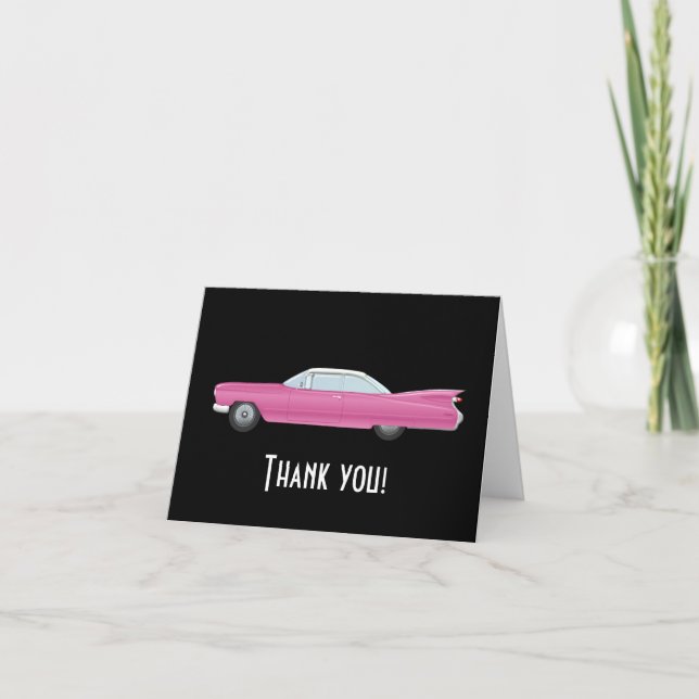 Retro Vintage Pink Car Thank You (Front)