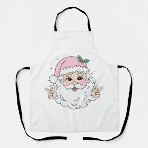 Retro Vintage Pink Christmas Santa Apron