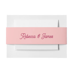 Retro Vintage Pink Fuchsia Typography Wedding Invitation Belly Band