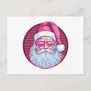 Retro vintage pink santa claus holiday postcard
