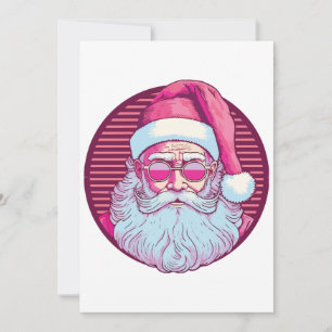 Retro vintage pink santa claus invitation