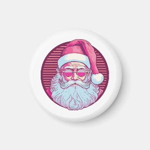 Retro vintage pink santa claus  magnet