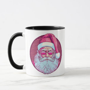 Retro vintage pink santa claus mug