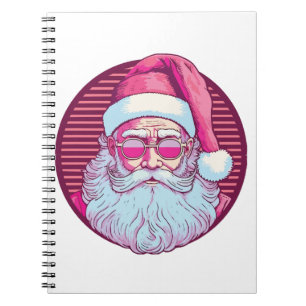 Retro vintage pink santa claus notebook